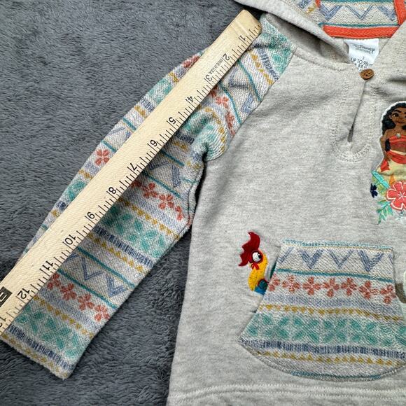 Disney Moana Girls Hoodie Size 3 Hei Hei Pua Embroidery Knit Pullover Sweater - Picture 7 of 8